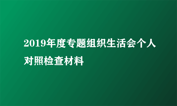 2019年度专题组织生活会个人对照检查材料