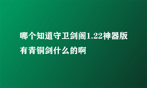 哪个知道守卫剑阁1.22神器版有青铜剑什么的啊