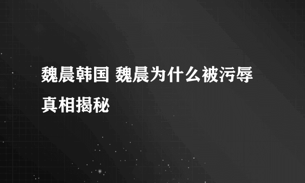 魏晨韩国 魏晨为什么被污辱真相揭秘