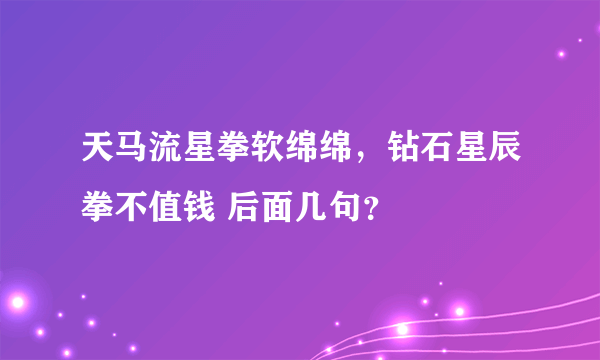 天马流星拳软绵绵，钻石星辰拳不值钱 后面几句？