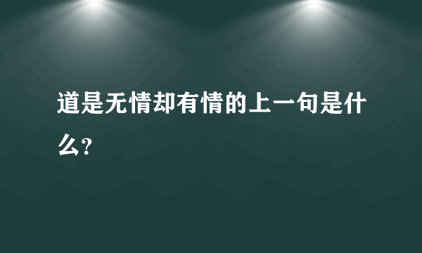 道是无情却有情的上一句是什么？