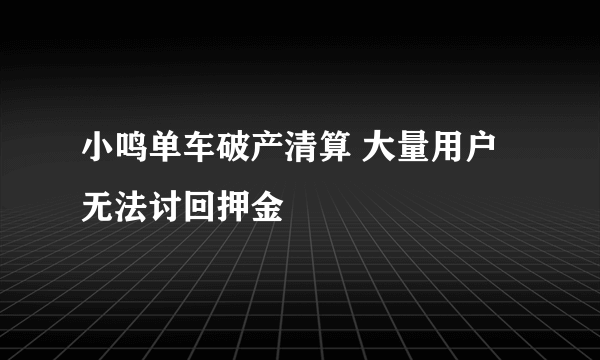 小鸣单车破产清算 大量用户无法讨回押金