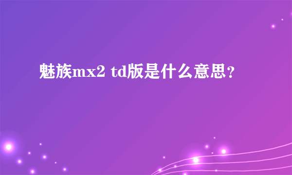 魅族mx2 td版是什么意思？