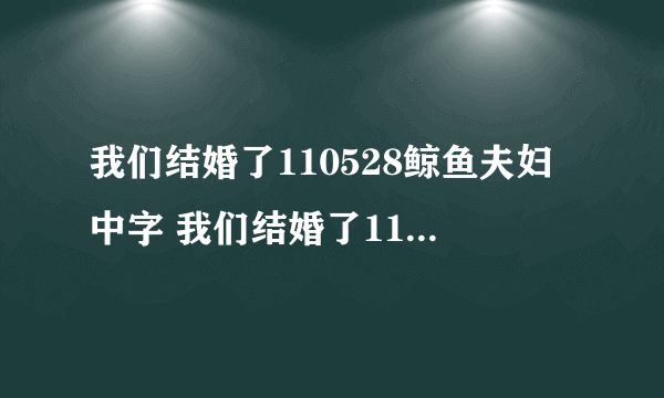 我们结婚了110528鲸鱼夫妇中字 我们结婚了110528元素夫妇中字视频在线观看下载