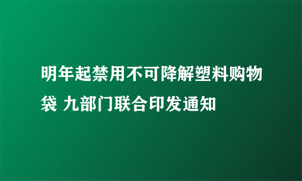 明年起禁用不可降解塑料购物袋 九部门联合印发通知