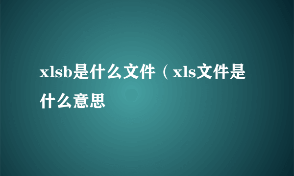 xlsb是什么文件（xls文件是什么意思