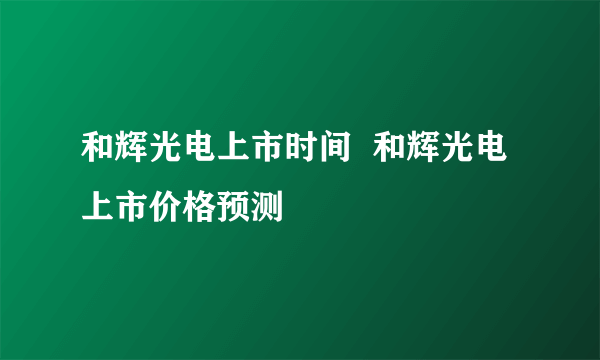 和辉光电上市时间  和辉光电上市价格预测