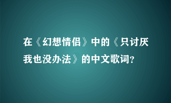 在《幻想情侣》中的《只讨厌我也没办法》的中文歌词？