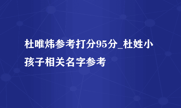 杜唯炜参考打分95分_杜姓小孩子相关名字参考