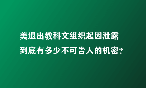 美退出教科文组织起因泄露  到底有多少不可告人的机密？