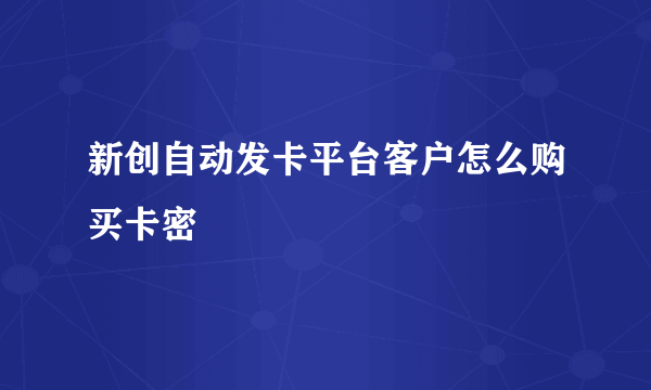 新创自动发卡平台客户怎么购买卡密