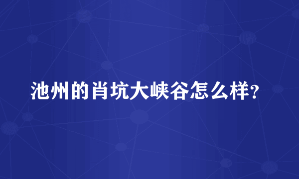 池州的肖坑大峡谷怎么样？