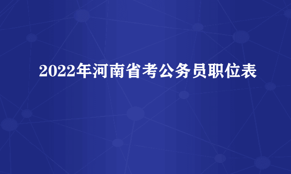 2022年河南省考公务员职位表