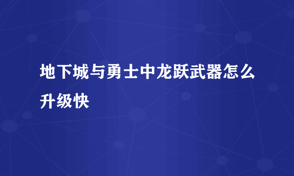 地下城与勇士中龙跃武器怎么升级快