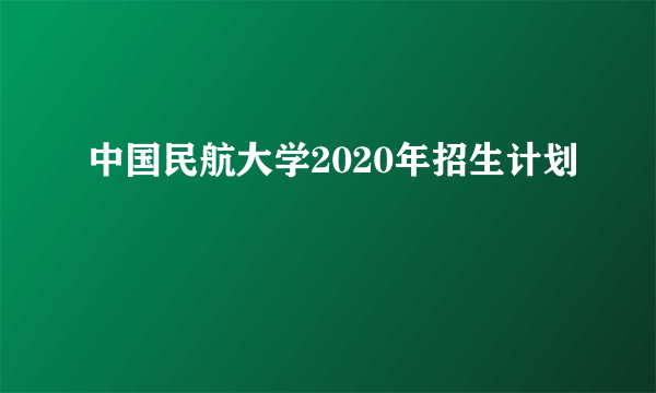 中国民航大学2020年招生计划