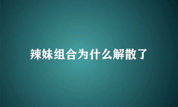 辣妹组合为什么解散了