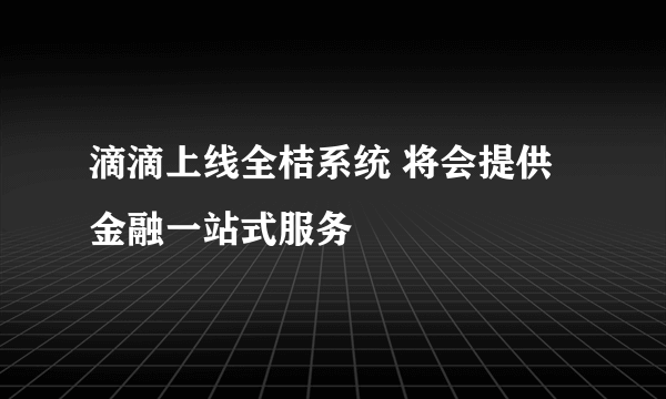 滴滴上线全桔系统 将会提供金融一站式服务