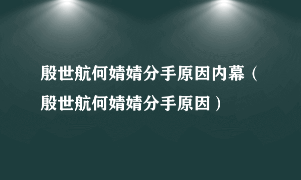 殷世航何婧婧分手原因内幕（殷世航何婧婧分手原因）