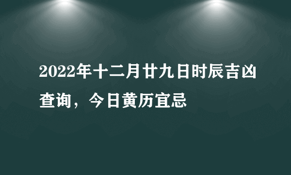 2022年十二月廿九日时辰吉凶查询，今日黄历宜忌