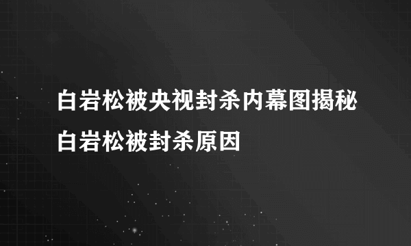 白岩松被央视封杀内幕图揭秘白岩松被封杀原因