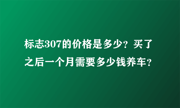 标志307的价格是多少？买了之后一个月需要多少钱养车？