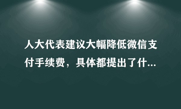 人大代表建议大幅降低微信支付手续费，具体都提出了什么建议？