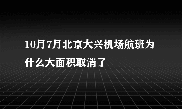 10月7月北京大兴机场航班为什么大面积取消了