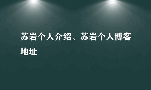 苏岩个人介绍、苏岩个人博客地址