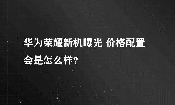 华为荣耀新机曝光 价格配置会是怎么样？