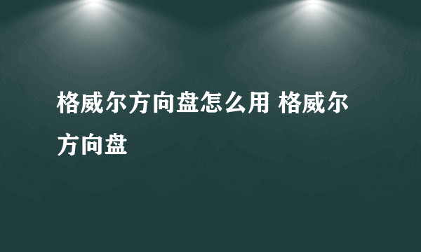 格威尔方向盘怎么用 格威尔方向盘