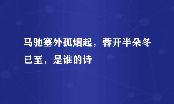 马驰塞外孤烟起，蓉开半朵冬已至，是谁的诗