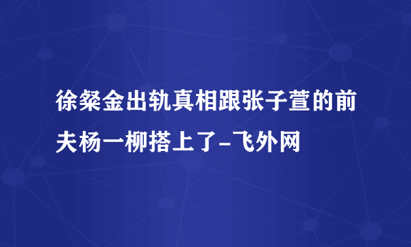 徐粲金出轨真相跟张子萱的前夫杨一柳搭上了-飞外网