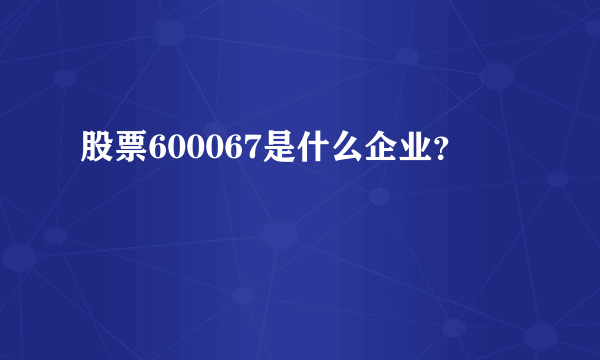 股票600067是什么企业？