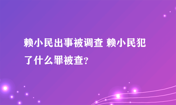 赖小民出事被调查 赖小民犯了什么罪被查？