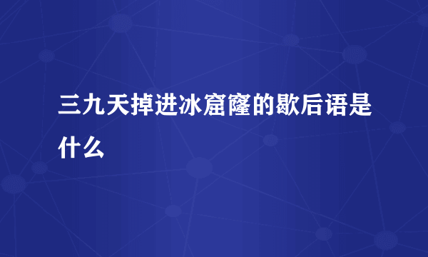 三九天掉进冰窟窿的歇后语是什么