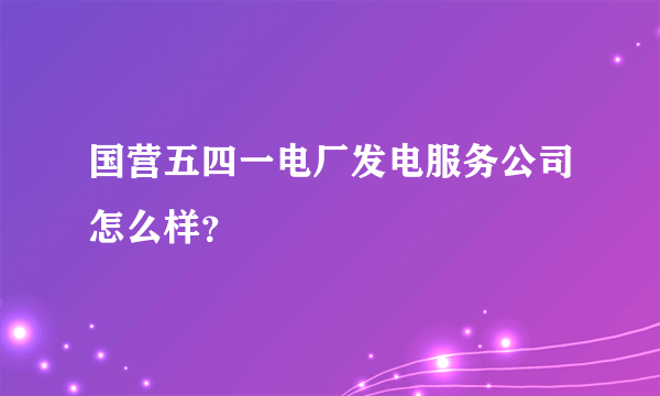 国营五四一电厂发电服务公司怎么样？