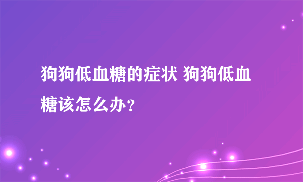 狗狗低血糖的症状 狗狗低血糖该怎么办？