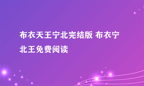 布衣天王宁北完结版 布衣宁北王免费阅读