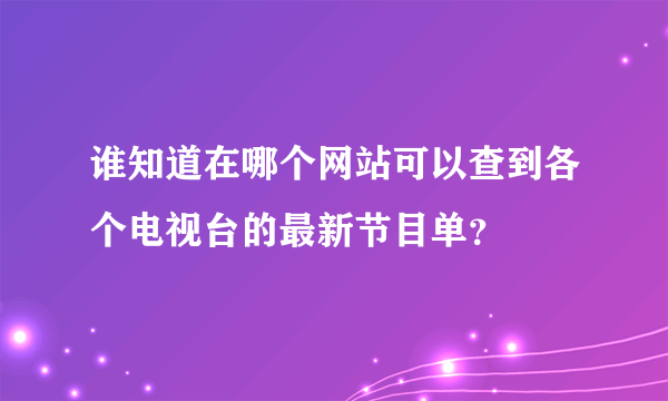 谁知道在哪个网站可以查到各个电视台的最新节目单？