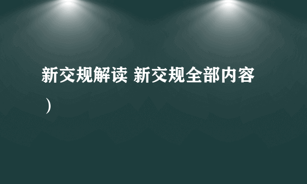 新交规解读 新交规全部内容）