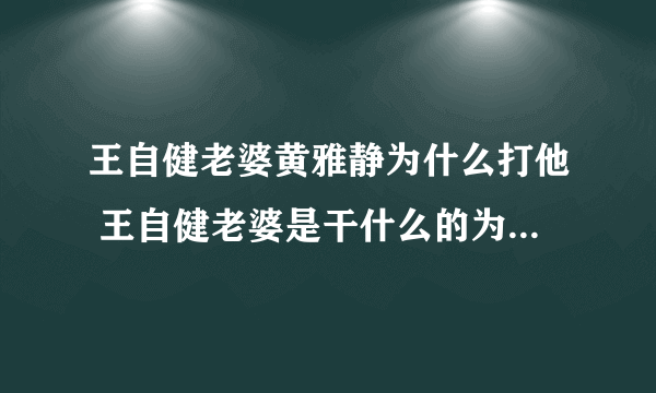 王自健老婆黄雅静为什么打他 王自健老婆是干什么的为啥这么厉害