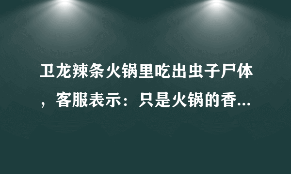 卫龙辣条火锅里吃出虫子尸体，客服表示：只是火锅的香料，你怎么看？