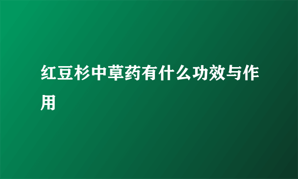 红豆杉中草药有什么功效与作用