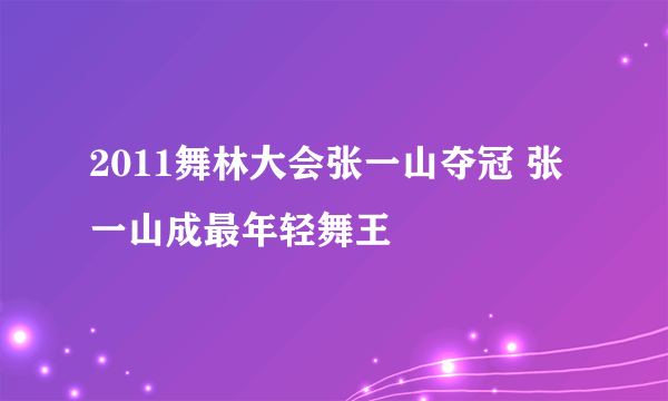 2011舞林大会张一山夺冠 张一山成最年轻舞王