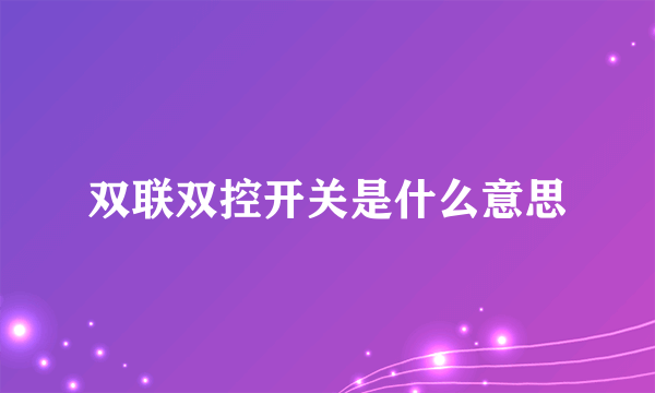 双联双控开关是什么意思